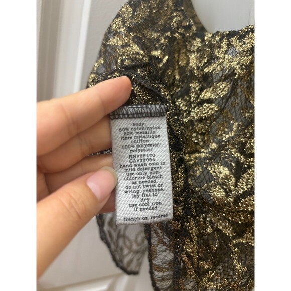 Ecote Gold Sparkle Sheer Tank Top L Urban outfitters Lurex Frills Fairy FLOWY - Picture 11 of 11